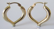 9ct Gold Ohrringe - 9ct Gelbgold Hohl offenes Herz Form Ohrringe