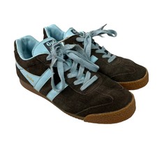 Gola Harrier Damen braun blau Wildleder Leder Turnschuhe Schuhe Größe UK 5 38