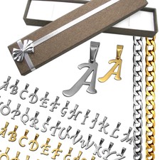 Namenskette Name Buchstaben Anhänger Gliederkette Damen Edelstahl + Geschenketui