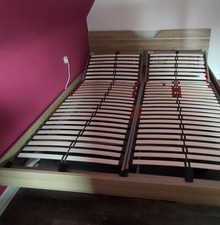 Bett 1,80mx2,00m+NEUE Nachtkonsolen+2xLattenrost verstellbar  