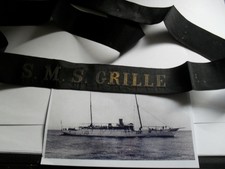 Cap Tally; Mutzenband; Marine Bachi; S.M.S. Gitter (1857) Gold-Antik