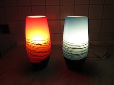 Vintage 80er 90er Jahre 2 Eglo Nachttischlampen Tischlampen rot und blau Top