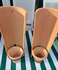 2 Terrakotta Wand- Schindel Blumen Pflanztopf Gefäß / Kübel hängend Innen Aussen