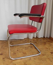 Original Thonet S64 PV Freischwinger, Bauhaus / Marcel Breuer Leder rot 