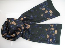 Zero, schöner Schal, blau, grün, beige, 100 % Seide