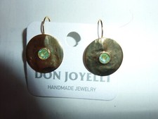 Ohringe, Modeschmuck, geschlagen, vergoldet mit Türkis, 20 mm  === NEU ===