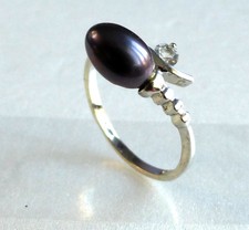 Perle Ring 18kgp verstellbar kostenloser Open Größe K L M N O P Q R pink schwarz lila UK