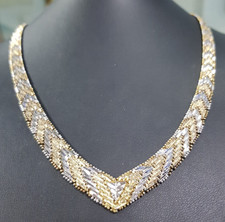 Collier 925 Sterling SILBER argent Art Deco Halskette bicolor vergoldet Design