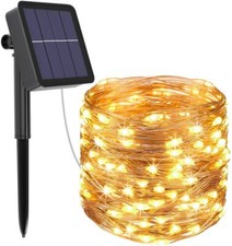 Solar Lichterkette 100 LED Solar Lichtschlauch Aussen Draht Party Fest warmweiß