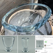 ? selten c1960 Asta Stromberg STROMBERGSHYTTAN Fuss Vase c1960 silber blau 6.5"