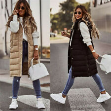 Damen Weste Steppweste Bodywarmer Kapuze Übergangsjacke Wärmejacke Lange Weste