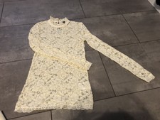 HALLHUBER Damen bluse Shirt 34 XS creme weiss off white spitze langarm elegant 