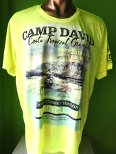 Camp David Herren T-Shirt Gr. 3XL Kurzarm Neongelb mit Druck Baumwolle