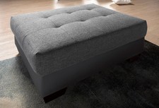 Hocker Schwarz Anthrazit Kunstleder Struktur Polsterhocker Bankhocker 