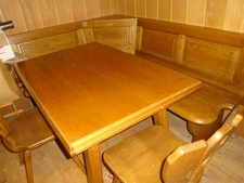 Eckbank Massivholz Eiche Rustikal Tisch ausziehbar 2 Stühle Schreinerarbeit