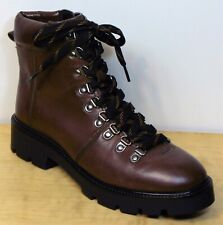 M&S STIEFELETTEN ECHTLEDER robust WANDERER-Stil ~ Größe 6,5 ~ DUNKELBRAUN (UVP £69)