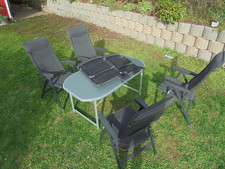 Camping Set 4 Hochlehner / Liegen & Alu Tisch Urlaub Wohnmobil Campen ABH 91481