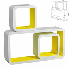 3er Set Wandregal Bücheregal Hängeregal DVD CD Regal MDF Holz gelb RG9229gb