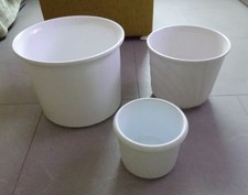 3 Übertöpfe, groß, verschiedene Größen, weiß