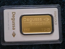 Degussa 31,1g 1 oz. Unze Feingold 999,9 Goldbarren in Blisterkarte