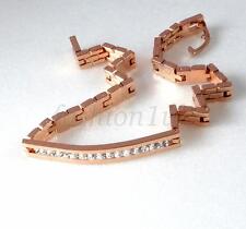 Frauen Uhr Armreif Armband rose gold plattiert simuliert Diamant 20.5cm 8" UK