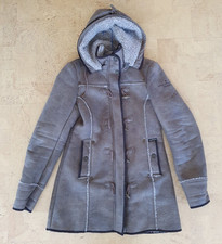 Wintermantel von DreiMaster mit Kapuze, Wildlederoptik, Größe M (36 bis 38)