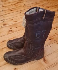 Marc O'Polo Damen LEDER STIEFEL  7 40 Wadenhohe Winter SCHUHE gefüttert braun !!