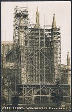 WINCHESTER CATHEDRAL WESTFRONT - REPARATUREN & GERÜSTE R.P. 1910 - C.E.S.  BELOE