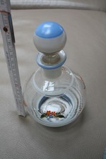 schöne alte Glas-karaffe,DDR Design 50-60er J,Blumen handgemalt,Ostzone vintage