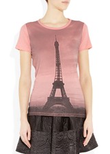 Moschino Damen rosa Eiffelturm Paris Print T-Shirt-UK 10/it 42 -