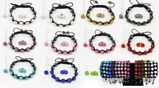 Crystal Pave Disco Ball Weben Shamballa Perlen Armband, Ohrringe Halskette Sets