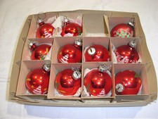 DDR original Weihnachtskugeln Glas rot Muster 11 Stück