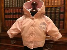 Vintage Baby Mädchen rosa mit Kapuze gefütterte Jacke-Hund Design-alter 0-3 Monate