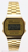 Armbanduhr Casio A168WG Unisex Retro digital Quarzuhr rechteckig Edelstahl Gold 