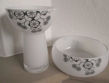 IKEA 2er Set Hyazinthen Vase Glas Glasvase Blumenvase Schale schwarz weiß Deko  