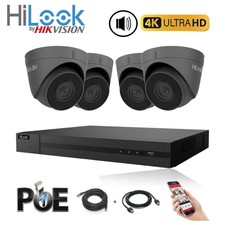 HIKVISION 4K CCTV SYSTEM IP POE 8MP AUDIO MIKRO NACHTVISION SICHERHEITSKIT/4X GRAU