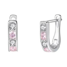 Kinder Ohrringe echt 925 Silber Elegant Mädchen Damen Creolen Ohrschmuck Rosa