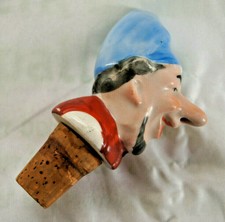 ALTE SCHNAPSNASE AUSGIEßER BAR DEKO PORZELLAN FIGUR VINTAGE MANN OPA HUT MÜTZE