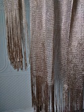 FRANSENSCHAL Schal Tuch Damen gold beige Glitzer Fransen 1x getragen CHIC Party