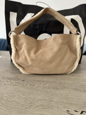 Leder fell Zara tasche Schultertasche bag neu Nude Beige Braun Teddyfell