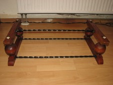 sehr flaches Tischgestell für Glasplatte 76,5x47x21,5cm Holz Eisen Möbelsockel