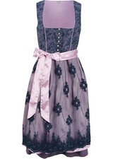 Knielanges Dirndl mit Perlen an der Schürze Gr. 40 bis 56 Trachten-Kleid Neu