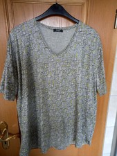 Damen Shirt Kurzarm Frapp Gr. 52 grau gelb silber kariert neu