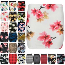 Damen Floral Rose Print Bodycon Bandage Damen Bleistift Skinny Ausgestattet Minirock