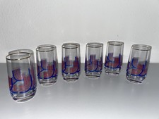 6 Vintage Schnapsgläser Rot Blau Muster - Gläser - Glas