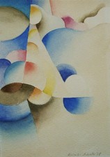 Aquarell abstrakt "Leuchtturm" 1978 Künstler: Kurt Merk