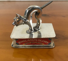 Vintage versilberte Scary Cat Streichholzschachtelhalter mit Streichholzschachtel, 1930er