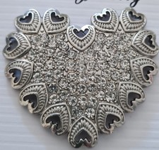 Schicke  Brosche, Magnetclip Silber Herz ca. 4, 5 cm