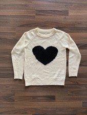 Herz Strickpullover Damen,  Pullover, Gr.  M, beige, schwarz, Wie Neu! Top