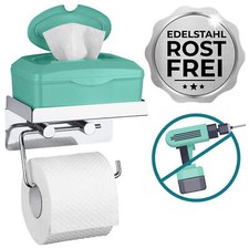WENKO Edelstahl Toiletten Papier Rollen Halterung Feucht Tücher Ablage Bad WC